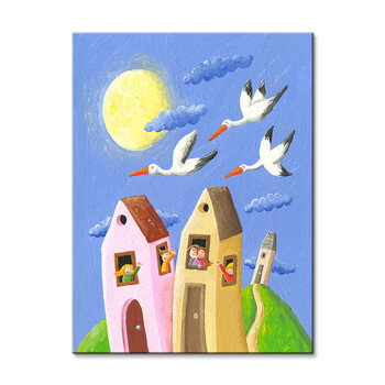 现代简约卡通儿童房装饰画男孩女孩卧室床头挂画客厅沙发背景墙挂画