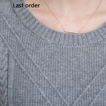 Last Order2015秋冬新装款羊毛针织衫女韩版百搭圆领套头毛衣针织衫女 灰色 S