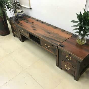 景博士 老船木电视柜仿古实木家具简约地柜矮柜客厅电视柜储物柜茶几