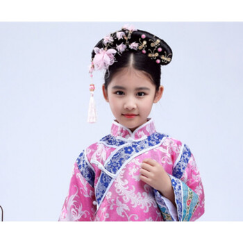 古装儿童格格演出服装清朝小格格服饰宫锁心玉晴川小公主 14号旗头含