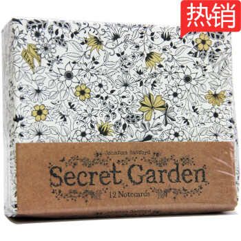 现货Secret Garden:12 Notecards 填色涂色书秘密花园英文原版卡片