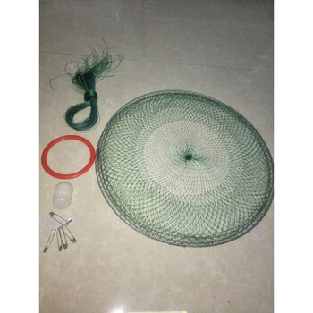 红色白色钓虾笼虾网捉龙虾三层折叠捕龙虾三圈圆形小网兜 绿色组合虾