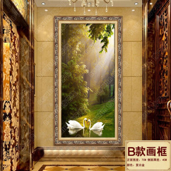 
                                                            博艺佳 欧式手绘风景油画玄关装饰画过道竖版挂画天鹅湖壁画定制 B宫殿金框 60CM*120CM                