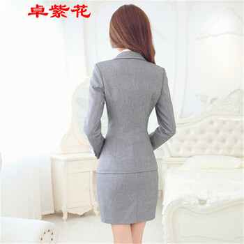 卓紫花2015秋冬职业装女装套装 时尚OL修身西服正装套裤工作服 黑色长裤 M