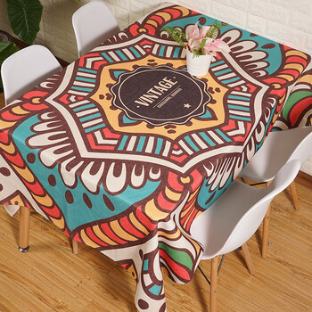 乡村桌布布艺棉麻小清新复古ins风圣诞长方形餐桌布茶几台布 复古花纹