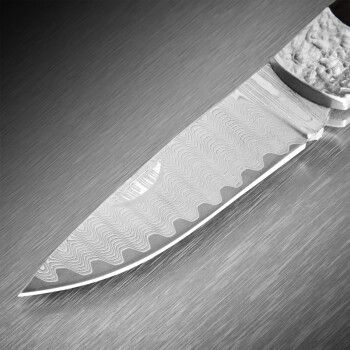 楚家刀 断流锋大马士革花纹钢 户外防身求生可折叠刀具 收藏刀 水果刀