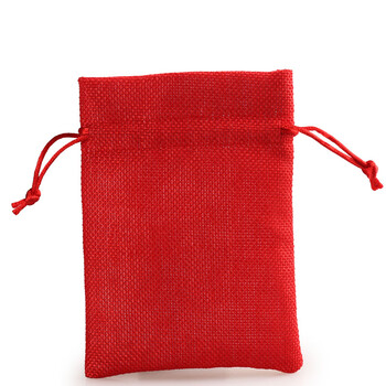 红色麻布袋抽绳束口袋亚麻首饰袋礼品包装小布袋定制 红色 10*14cm(10