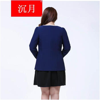 沉月2015新款小西装大码西服修身女士休闲显瘦女西装外套 深蓝色 XL