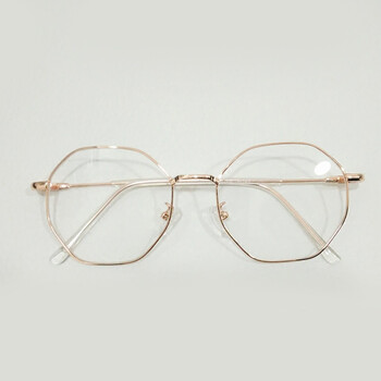 菱形眼镜框全框可配眼镜架细框 钛合金眼镜男女款 玫瑰金