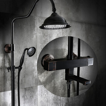 欧泰卫浴全铜花洒套装别墅供用挂墙式智能恒温沐浴喷头器增压欧式