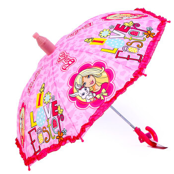 芭比（Barbie）儿童雨伞女孩学生加固防水雨伞带伞套 B-023