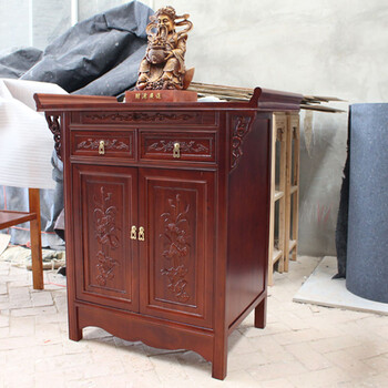 供桌 佛桌供台佛柜佛台家用实木神台榆木条案佛龛财神桌简约现代 三屉