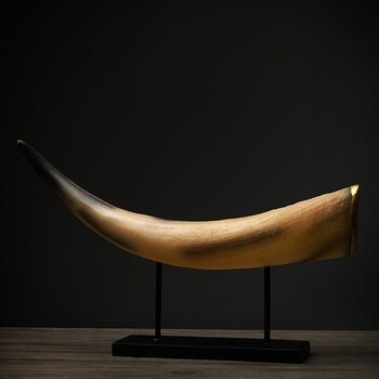 弯牛角摆件树脂艺术品卧室客厅装饰简约创意家居饰品橱柜生活用品 a款