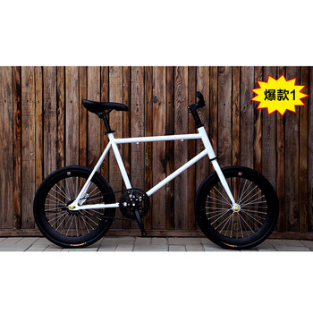 死飞自行车女迷你单车20寸小轮学生小死飞彩色男实心胎 白黑01
