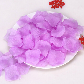 玫瑰仿真花瓣床撒花场景生日户外婚礼婚房布置装饰用品 全紫(120片)