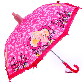 芭比（Barbie）儿童雨伞女孩学生加固防水雨伞带伞套 B-008