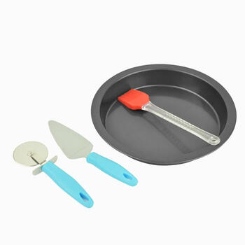 meritcook 烘焙工具套装 8寸披萨盘套装 烤箱用具带披萨刀 披萨铲 油刷 9寸披萨盘套装