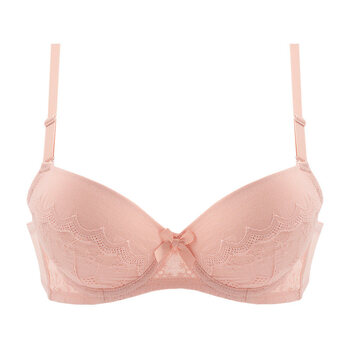 花房 夏季含棉小胸刺绣少女学生文胸 白色薄款聚拢内衣胸罩127 粉色