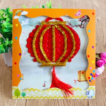纽扣子粘贴画 宝宝幼儿园手工diy制作创意材料包 灯笼