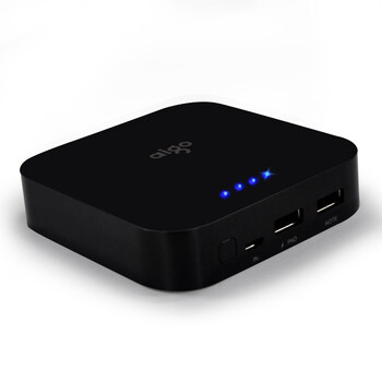 
                                        aigo充电宝 OL10400小巧便携10000毫安时移动电源 双USB输出 适用于苹果小米华为 黑色                