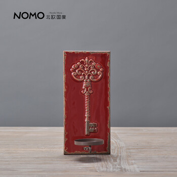 NOMO 美式乡村复古做旧陶瓷工艺品 萨德勒壁挂烛台架杯架 蓝色