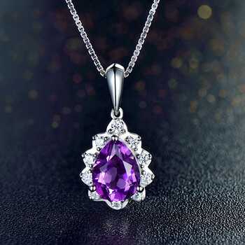 法蔻(farcoko)轻奢品牌紫水晶项链女925银吊坠短款锁骨链日韩潮人饰品