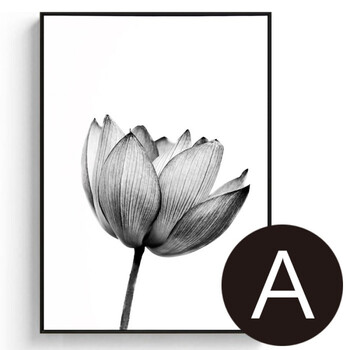 现代简约客厅装饰画荷花餐厅艺术画墙上黑白挂画玄关花卉画 a款 73*