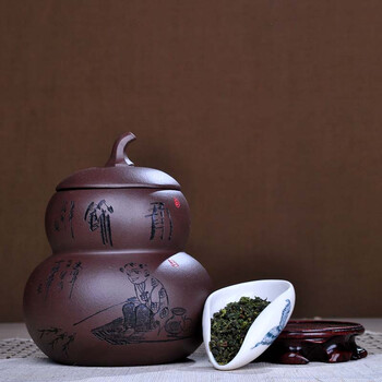 
                                                                                茗露 功夫茶具零配宜兴紫砂茶具配件 紫砂茶叶罐 宝葫芦 储茶罐 醒茶罐 紫泥葫芦                