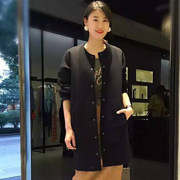 职业阿玛施特价女装专柜正品2015秋冬季新款女风衣5001-400520-3018522 黑色 S(2码)