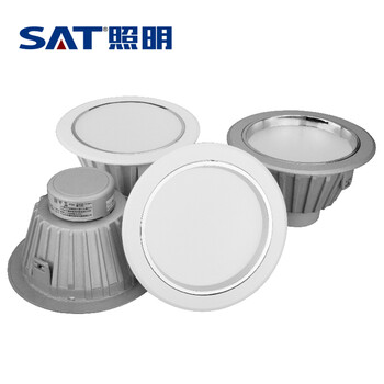 SAT照明活之彩系列一体化压铸LED筒灯过道办公室学校商场基础照明 开孔8cm 3W平面 哑白 4000K暖白光