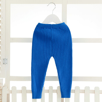 婴儿针织打底开裆纱裤中小童秋裤子男女宝宝纯棉厚毛线裤秋冬 深蓝色