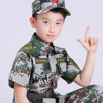 儿童迷彩服套装男童军训演出服装中小学生表演服qz 丛林绿{短} 160cm