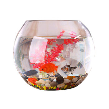 小金鱼缸迷你缸透明圆形玻璃加厚小型桌面乌龟缸生态金