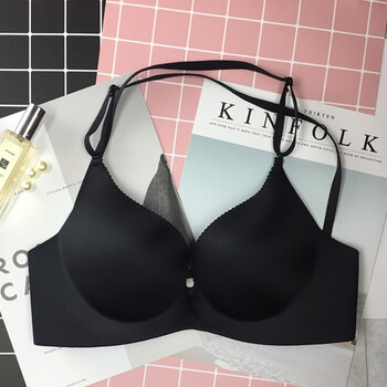 加厚文胸新款交叉美背超厚6cm馒头杯性感无钢圈小胸聚拢内衣 黑色 75a
