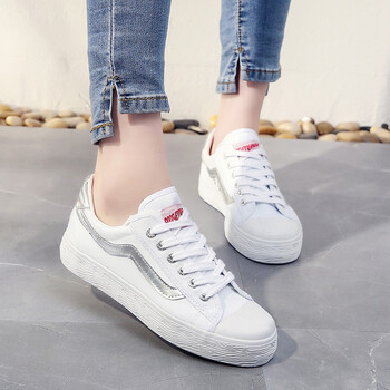 2018小白鞋女春韩版学生原宿风ulzzang百搭帆布鞋子平底运动板鞋 白银