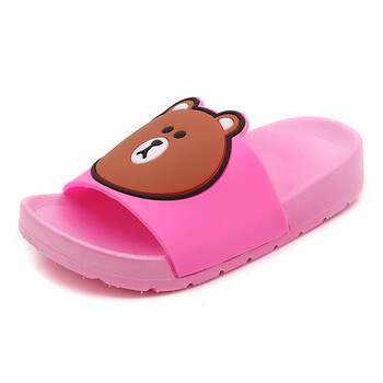 卡通图案布朗熊儿童男女童宝宝拖鞋凉鞋防滑小公主夏季一字拖可爱 玫