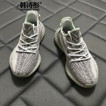 韩诗彤椰子鞋 v2男鞋冰蓝斑马纯白跑步鞋女鞋情侣运动鞋夏 冰蓝 36