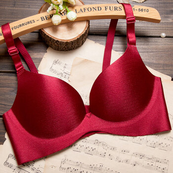 性感美女深v聚拢小胸罩厚款薄杯拉丝无痕无钢圈女士内衣 黑色调整性感