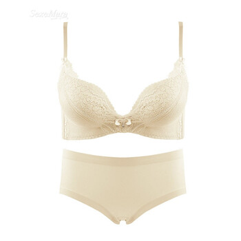 性感简约无痕小胸无钢圈少女文胸甜美蕾丝聚拢调整型内衣 肤色 75a