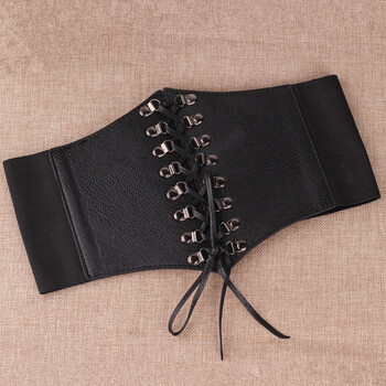 女士欧美复古黑色抽绳束腰绑带腰封 装饰收腰显瘦弹力宽腰带皮带 款式