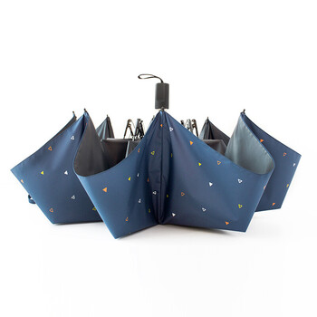 小清新三折雨伞 简约森系学生手动折叠太阳伞 晴雨两用 蓝色-三角形