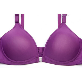 光面薄棉前扣款内衣舒适透气式无钢圈性感聚拢文胸 紫色 36/80a【无