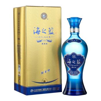 洋河蓝色经典 海之蓝 52度 单瓶装高度白酒520ml 旗舰版 口感绵柔浓香型