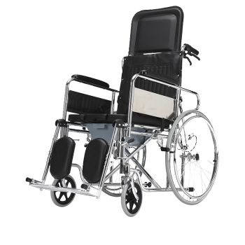 TOUSDA医用老人轮椅手动手推车家用轻便可折叠残疾人代步车便携多功能可洗澡轮椅可水洗带坐便轮椅 高靠背平躺款可抬腿带坐便