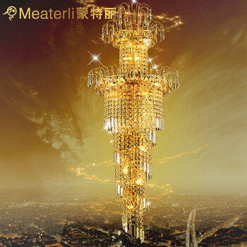 蒙特丽 金黄色水晶吊灯5803 大型豪华别墅楼梯灯餐厅灯客厅灯具(B) 500*1700