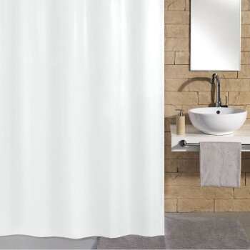 丝普瑞瑞士品牌SPIRELLA 素色涤纶布浴帘 酒店浴室窗帘防水隔断加厚帘子 白色宽2.4米x高2米