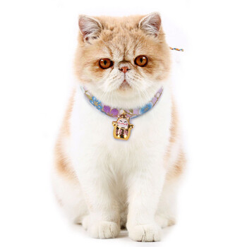 西西猫日本和风项圈 猫铃铛宠物项圈 猫咪铃铛项链彩色铃铛幼猫 浅紫