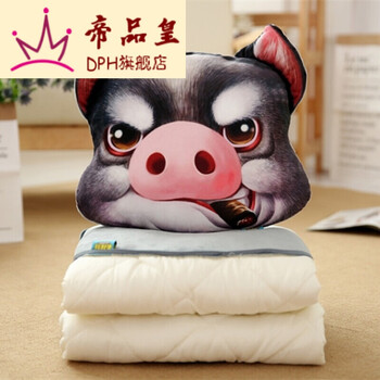 帝品皇 抱枕靠枕3d仿真卡通被抱枕被子两用办公室车用靠垫枕 抽烟猪
