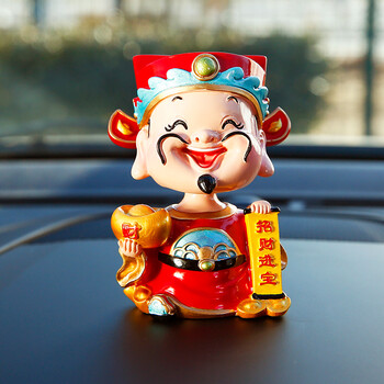 毕亚兹 汽车摆件挂件 卡通创意摇头小财神摆件摆饰 bcs01 汽车用品