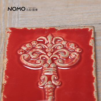 NOMO 美式乡村复古做旧陶瓷工艺品 萨德勒壁挂烛台架杯架 蓝色